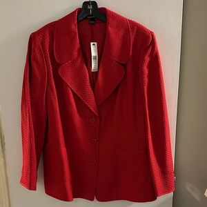 Ellen Tracy Red Textured Jacket